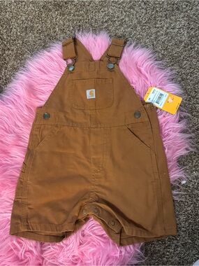 NWT Carhartt Baby 18M Brown Canvas Bib Shortall